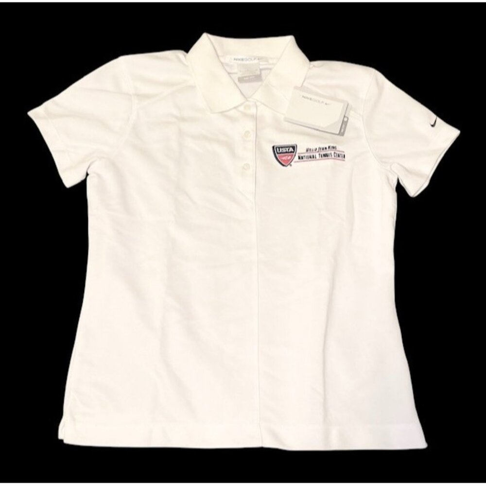 Nike Golf Dri-Fit Polo USTA Billie Jean King Tennis Center White Small NWT NEW